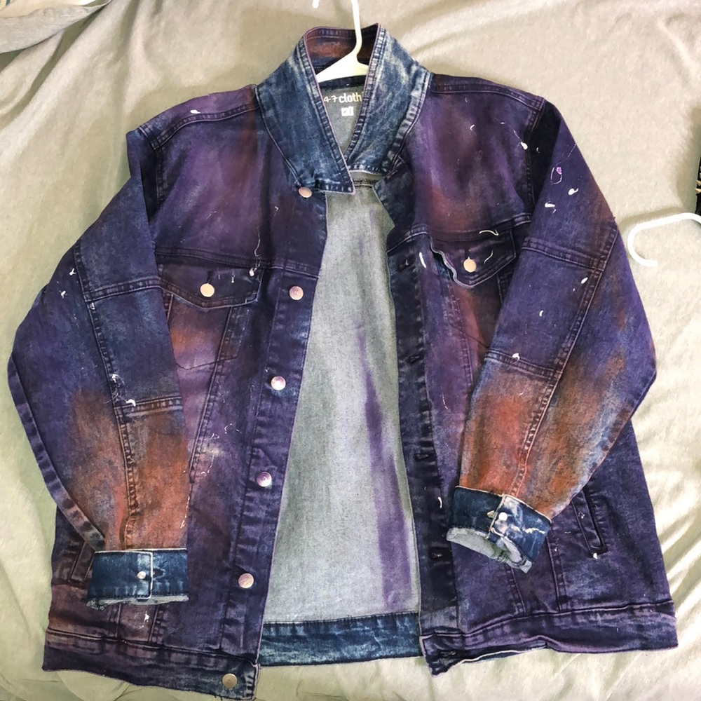 DIY Purple/Red Vulgar Denim Jacket | Punk